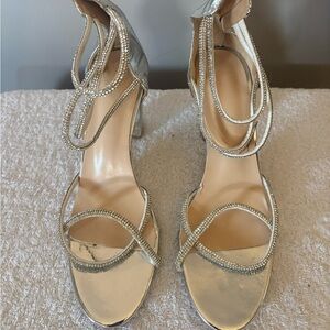 Elegant Silver Strappy Women's Heels
